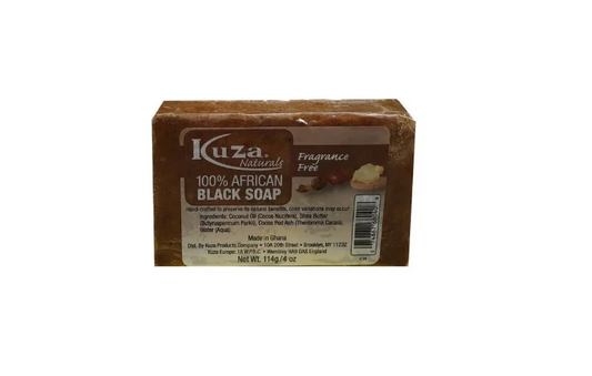 Kuza Naturals Fragrance Free 100% African Black Soap 114 g