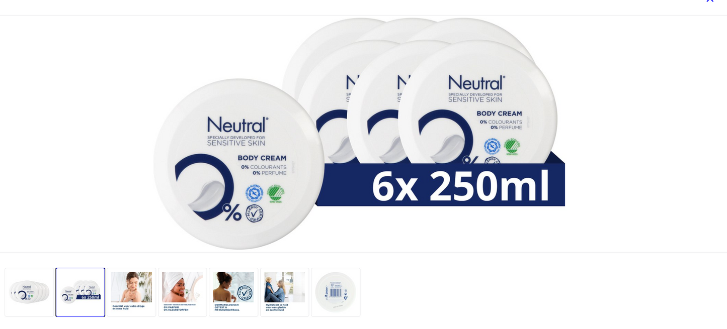 Neutral 0% Body Cream - Fragrance-free - contains 0% perfume and 0% dyes - 6 x 250 ml