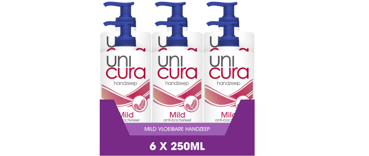 Unicura Mild Antibacterial Liquid Hand Soap - 6 x 250 ml - Value Pack