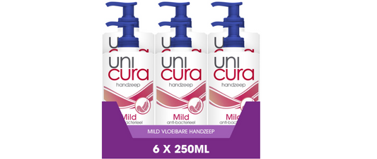 Unicura Mild Antibacterial Liquid Hand Soap - 6 x 250 ml - Value Pack