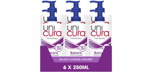 Unicura Balance Antibacterial Liquid Hand Soap - 6 x 250 ml - Value Pack