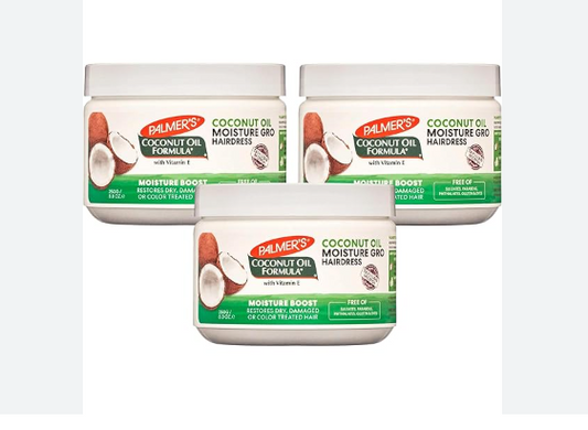 3x Palmers Moisture Gro Hair Balm Coconut Oil Formula 250g