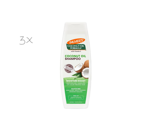 3x Palmers Shampoo Moisture Boost Coconut Oil Formula 400ml