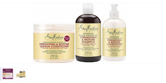 Shea Moisture Jamaican Black Castor Oil - Shampoo, Conditioner & Leave-In - Set of 3