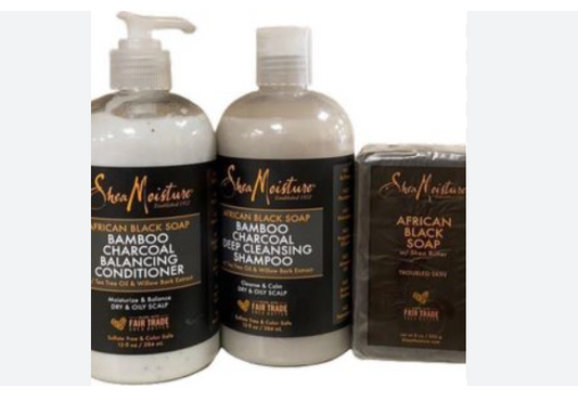 Shea Moisture African Black Soap Set-Conditioner, Shampoo & Soap