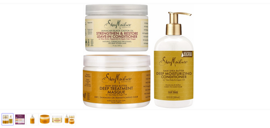 Shea Moisture Raw Shea Butter- Conditioner and Hair Mask - Jamaican Black Castor Oil Leave-In Conditioner - Set of 3