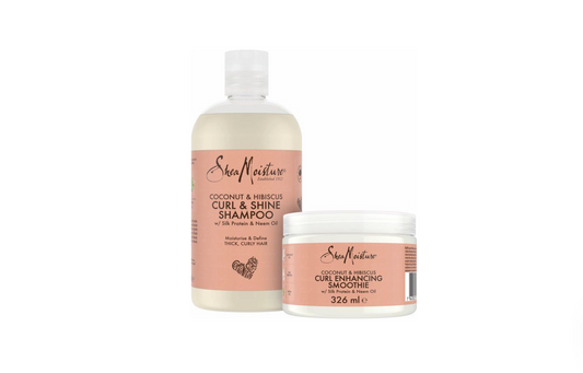 Shea Moisture Coconut & Hibiscus Gift Set - Curl & Shine Shampoo - Curl Enhancing Smoothie - Set of 2