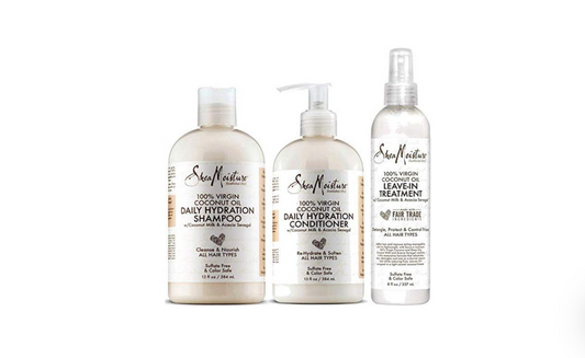 Shea Moisture 100% Virgin Coconut Oil - Shampoo, Conditioner & Leave-In Set