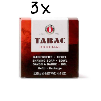 Tobacco Shaving Soap - 125 g - Refills - Value Pack of 3