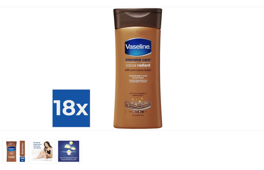 Vaseline Cocoa Radiant Intensive Care Body Lotion - 200 ml - Value pack of 18