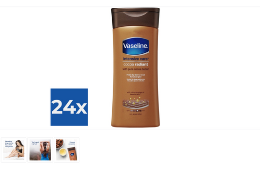 Vaseline Cocoa Radiant Intensive Care Body Lotion - 200 ml - Value pack of 24