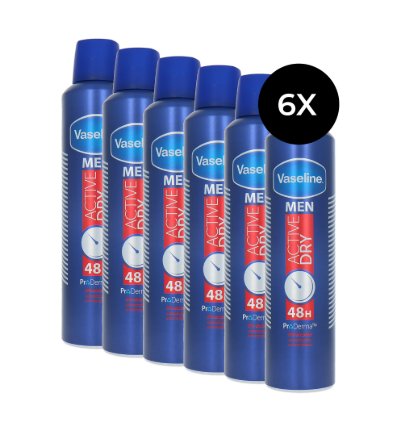 Vaseline Men Active Dry Deodorant Spray - 6 x 250 ml
