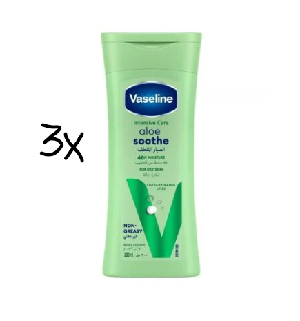 Vaseline Aloe Soothe - 200 ml - Body lotion - Value pack 3 pieces
