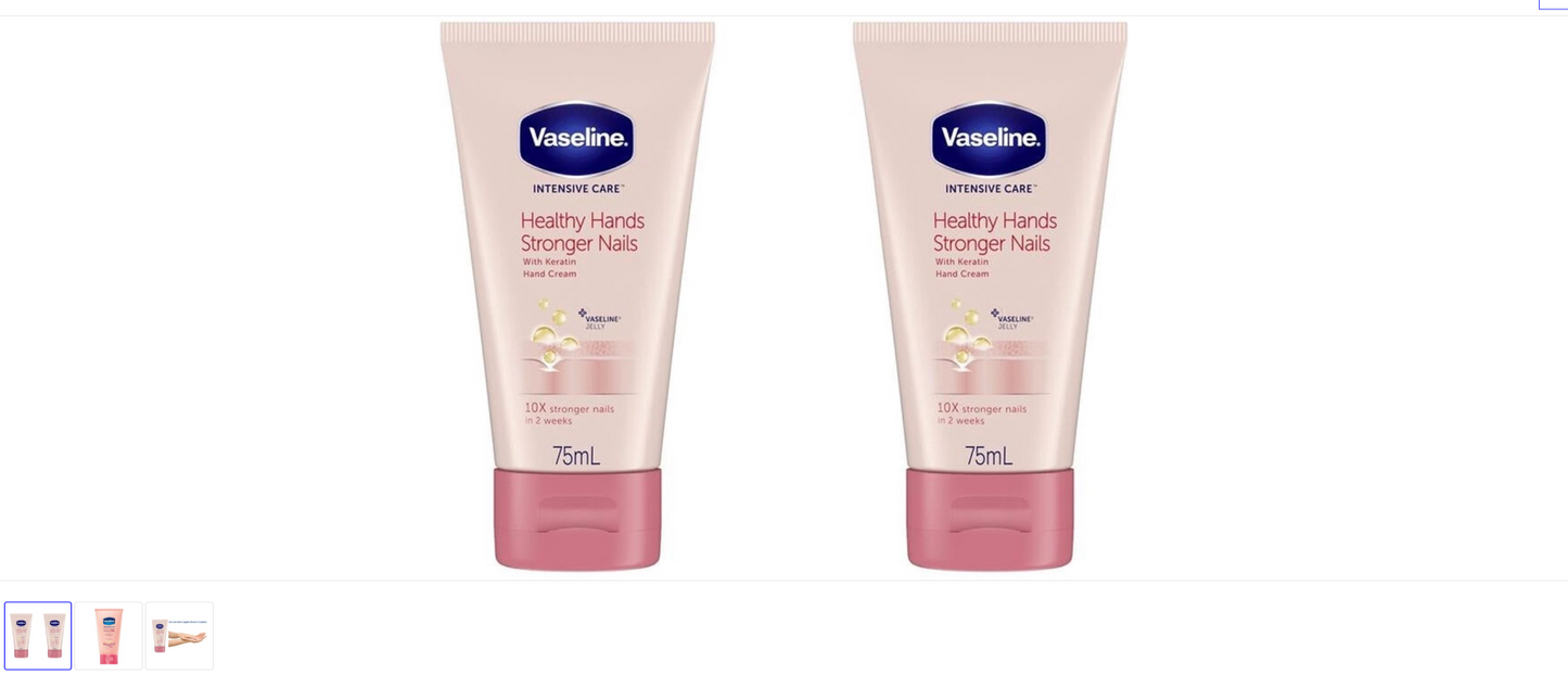 Vaseline Hand Cream - Healthy Hands Stronger Nails - 2 x 75 ml