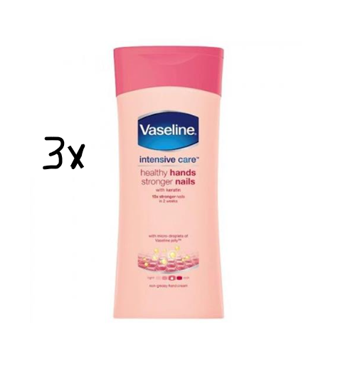 Vaseline Hand Cream Healthy Hands & Stronger Nails - Value Pack 3 x 200 ml