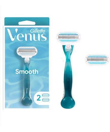 Gillette Venus Smooth - Curve-Following Blades - 1 Handle - 2 Refill Blades