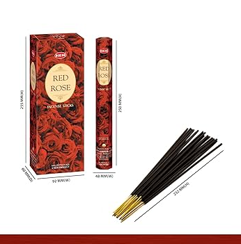 3 packs of HEM Red Rose incense sticks - 60 sticks