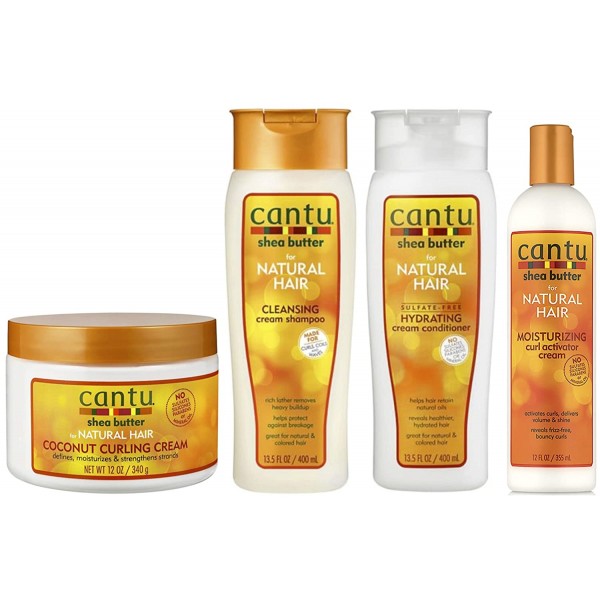 Cantu Shea Butter Combo Deal – Cantu Coconut Curling Cream 12 oz, Cantu Sulfate Free Shampoo 12 oz, Conditioner 12 oz & Curl Activator Cream 12 oz