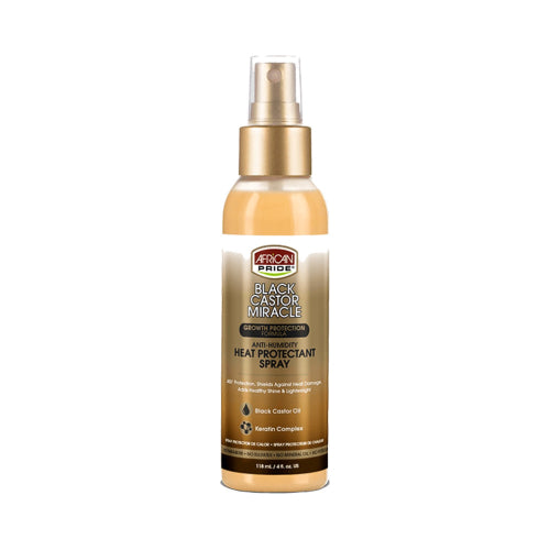 African Pride - Black Castor Miracle Anti-Humidity Heat Protectant Spray (4oz)