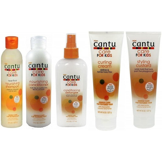 Cantu Kids Combo Deal - Nourishing Shampoo 237 ml, Nourishing Conditioner 237 ml, Conditioning Detangler 177 ml, Curling Cream 227 g &amp; Styling Custard 227 g