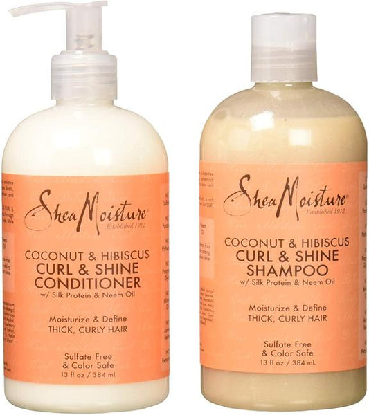 Shea Moisture - Coconut &amp; Hibiscus Curl &amp; Shine Shampoo &amp; Conditioner Set